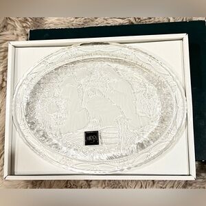 Mikasa Glass Nativity Plaque • SA961/894 • Holy family, lamb, ox, and ram • NWT